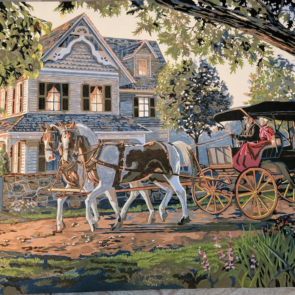Vintage Horse-Drawn Carriage Painting
